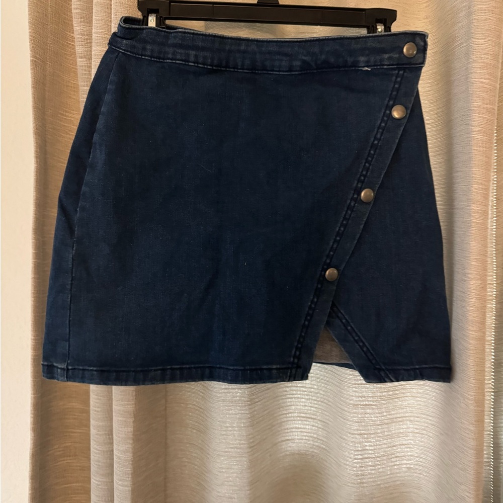 We The Free Blue Asymmetrical Wrap Mini Skirt